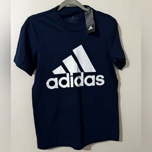 NWT Adidas Navy and White Logo Crewneck Tee size xs